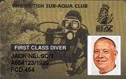 BSAC First Class Diver Card